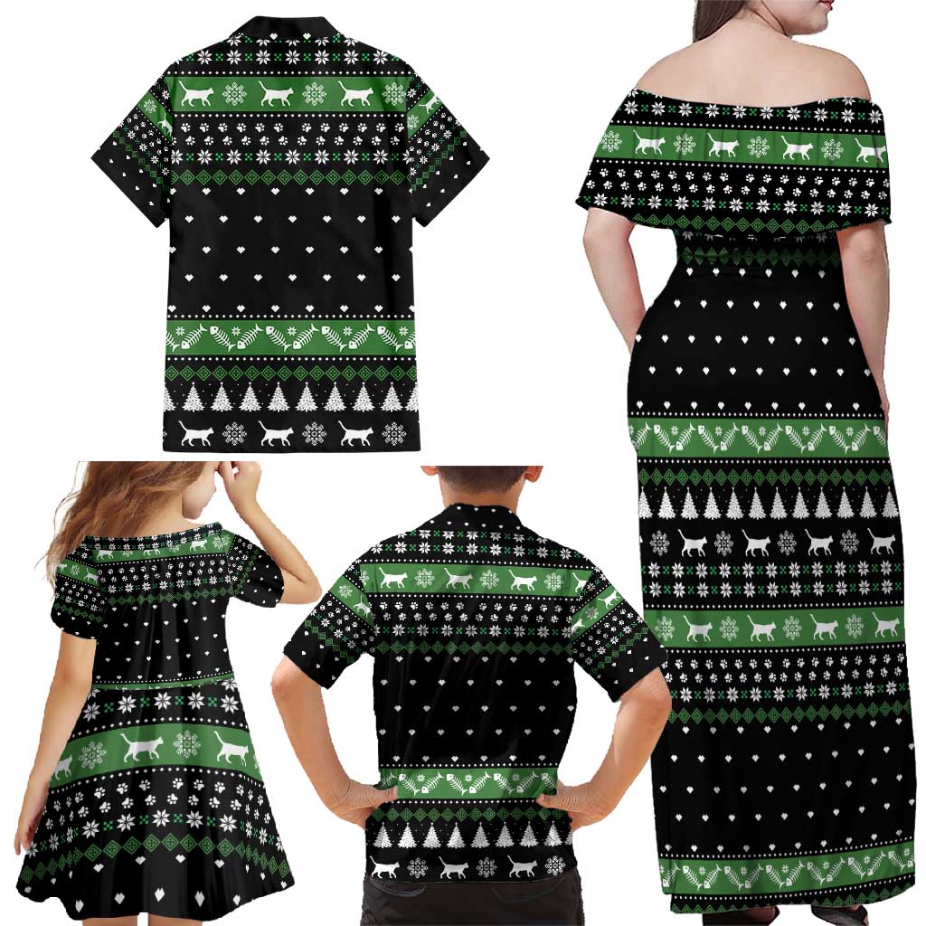 Cat Be Nice Christmas Family Matching Off Shoulder Maxi Dress and Hawaiian Shirt Xmas Holiday Patterns - Wonder Print Shop