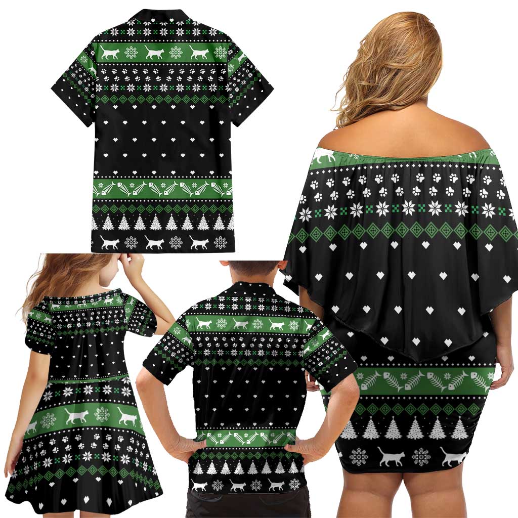 Cat Be Nice Christmas Family Matching Off Shoulder Short Dress and Hawaiian Shirt Xmas Holiday Patterns - Wonder Print Shop
