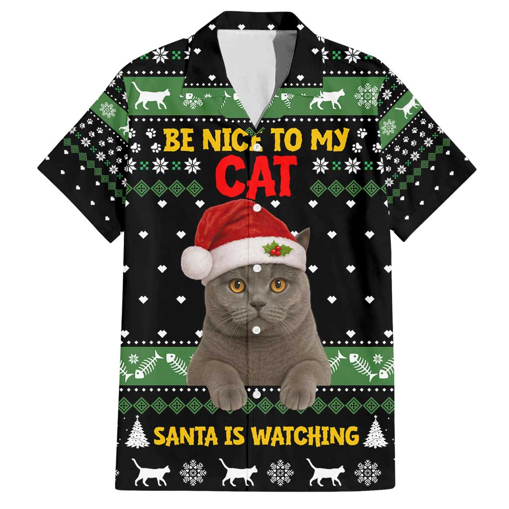 Cat Be Nice Christmas Family Matching Off Shoulder Short Dress and Hawaiian Shirt Xmas Holiday Patterns - Wonder Print Shop