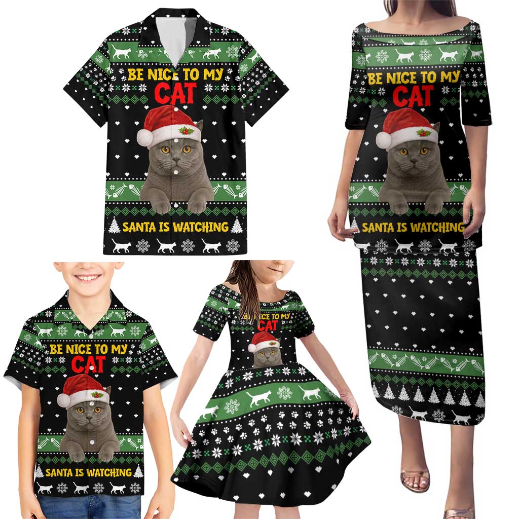Cat Be Nice Christmas Family Matching Puletasi and Hawaiian Shirt Xmas Holiday Patterns - Wonder Print Shop