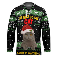 Cat Be Nice Christmas Hockey Jersey Xmas Holiday Patterns - Wonder Print Shop