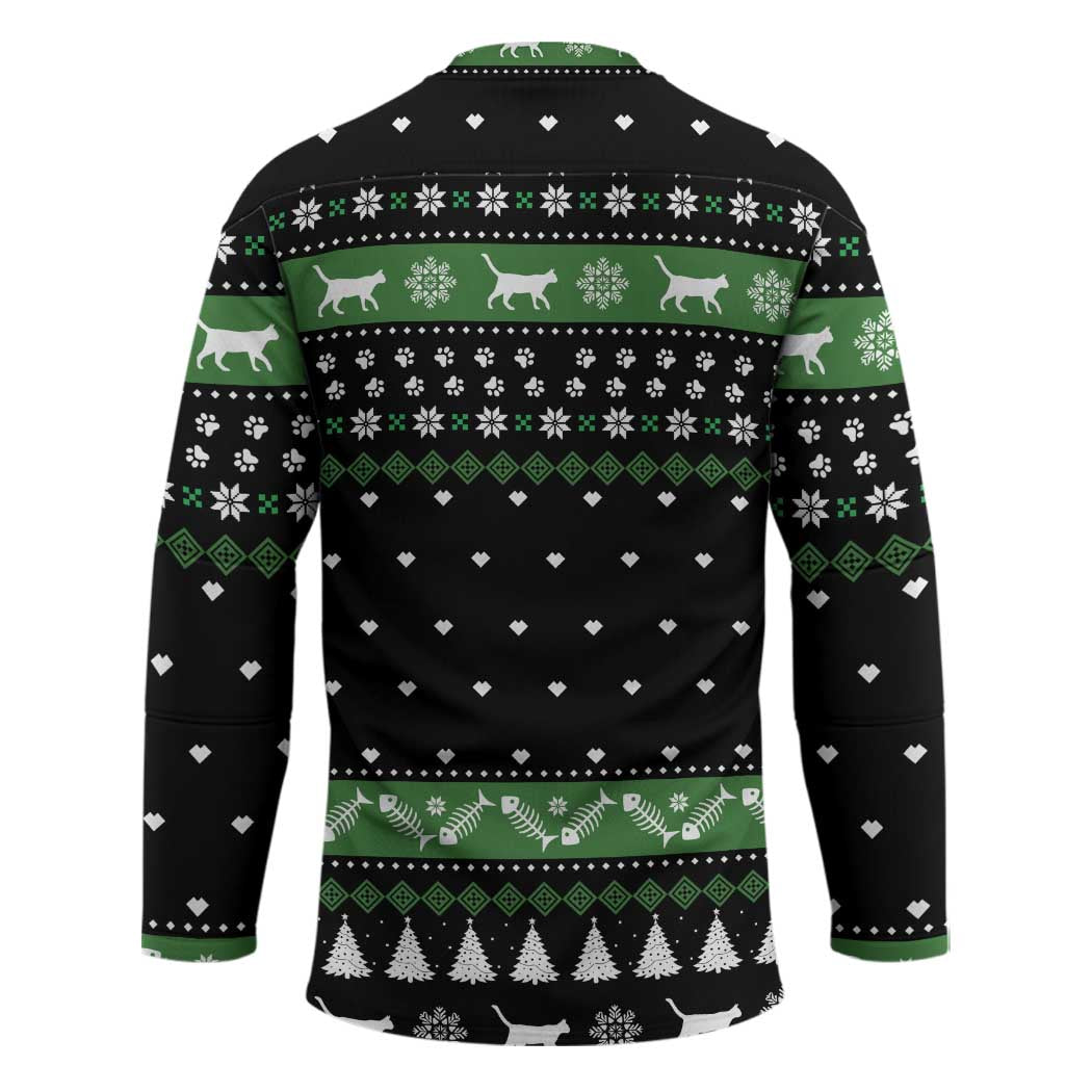 Cat Be Nice Christmas Hockey Jersey Xmas Holiday Patterns - Wonder Print Shop