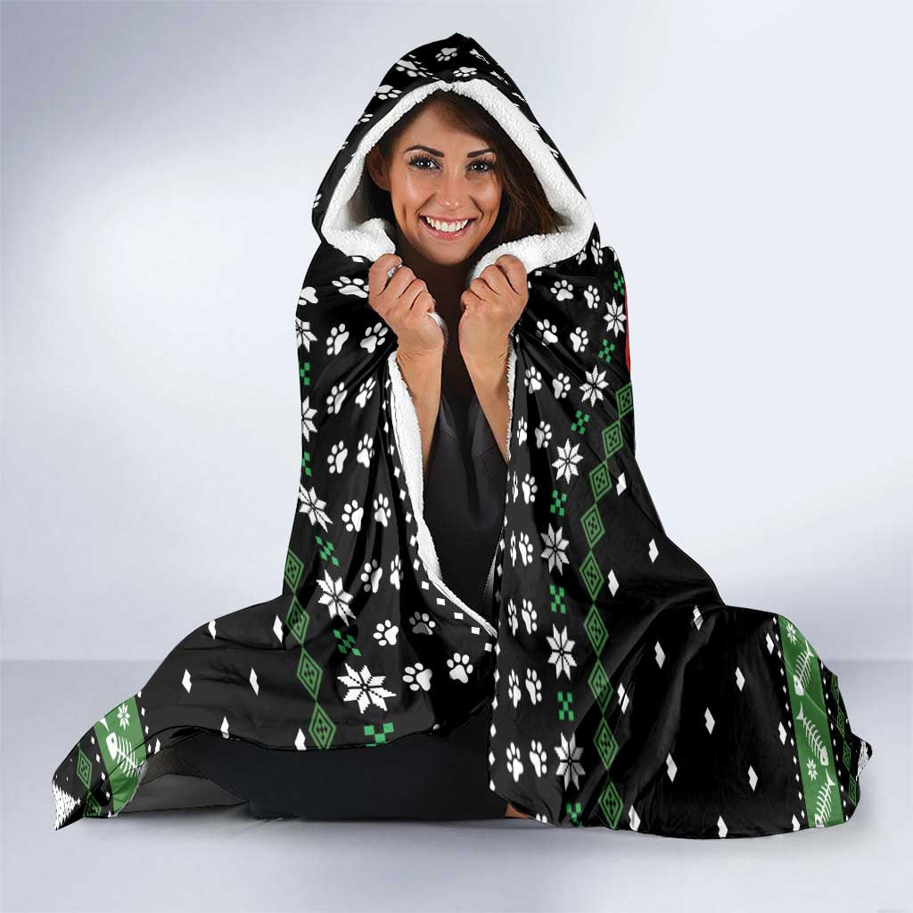 Cat Be Nice Christmas Hooded Blanket Xmas Holiday Patterns - Wonder Print Shop
