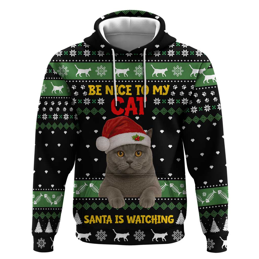 Cat Be Nice Christmas Hoodie Xmas Holiday Patterns - Wonder Print Shop
