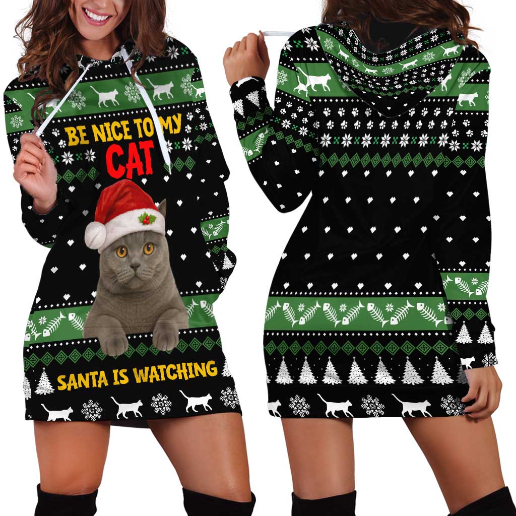 Cat Be Nice Christmas Hoodie Dress Xmas Holiday Patterns - Wonder Print Shop