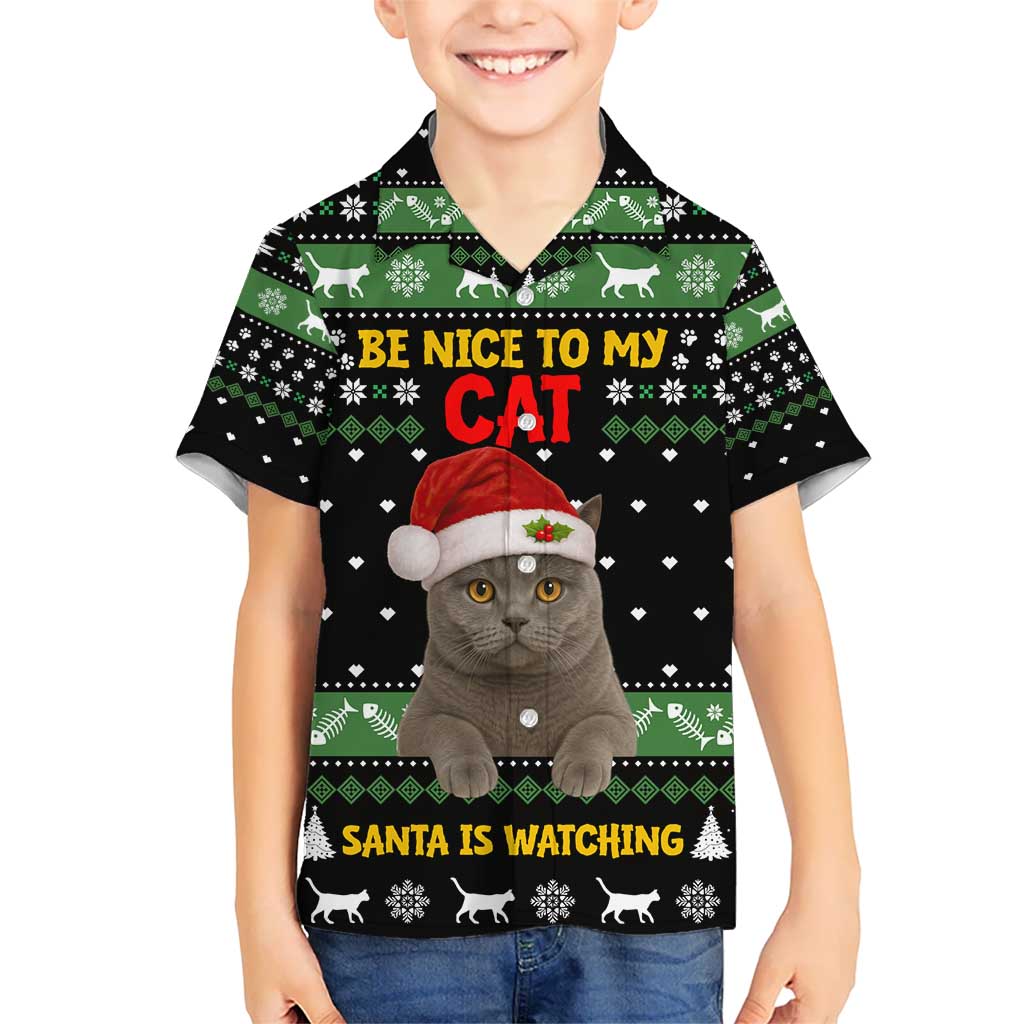 Cat Be Nice Christmas Kid Hawaiian Shirt Xmas Holiday Patterns - Wonder Print Shop