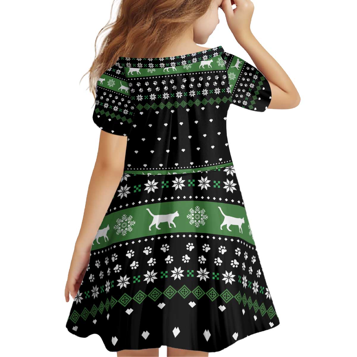 Cat Be Nice Christmas Kid Short Sleeve Dress Xmas Holiday Patterns - Wonder Print Shop