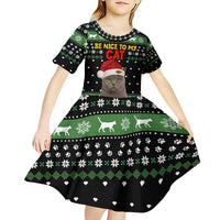 Cat Be Nice Christmas Kid Short Sleeve Dress Xmas Holiday Patterns - Wonder Print Shop