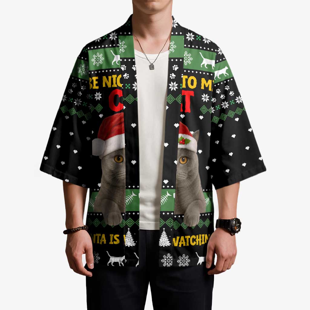 Cat Be Nice Christmas Kimono Xmas Holiday Patterns - Wonder Print Shop