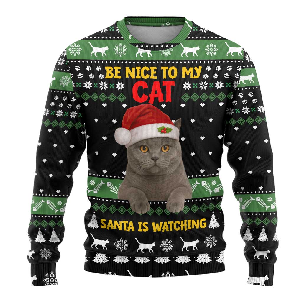 Cat Be Nice Christmas Ugly Christmas Sweater Xmas Holiday Patterns - Wonder Print Shop