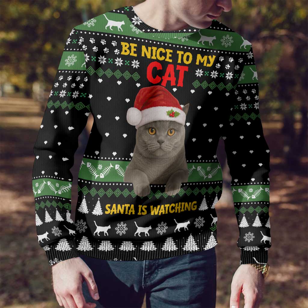 Cat Be Nice Christmas Ugly Christmas Sweater Xmas Holiday Patterns - Wonder Print Shop