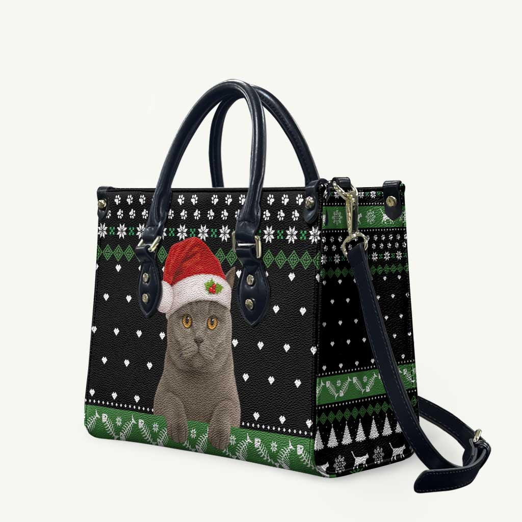 Cat Be Nice Christmas Leather Bag Xmas Holiday Patterns - Wonder Print Shop