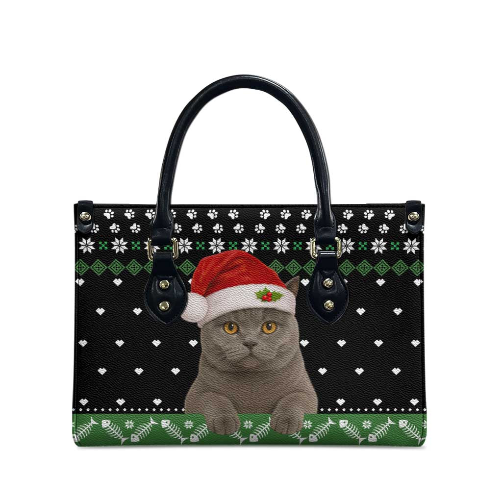Cat Be Nice Christmas Leather Bag Xmas Holiday Patterns - Wonder Print Shop
