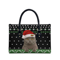 Cat Be Nice Christmas Leather Bag Xmas Holiday Patterns - Wonder Print Shop