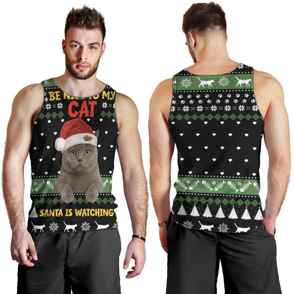 Cat Be Nice Christmas Men Tank Top Xmas Holiday Patterns - Wonder Print Shop