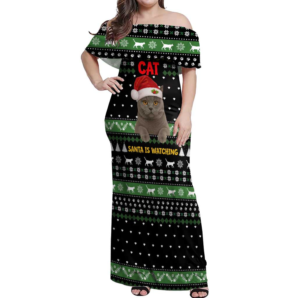 Cat Be Nice Christmas Off Shoulder Maxi Dress Xmas Holiday Patterns - Wonder Print Shop