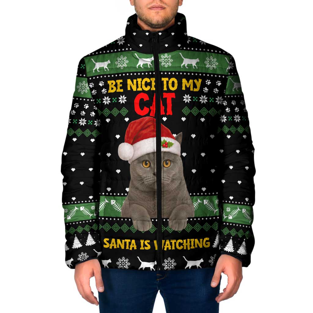 Cat Be Nice Christmas Padded Jacket Xmas Holiday Patterns - Wonder Print Shop