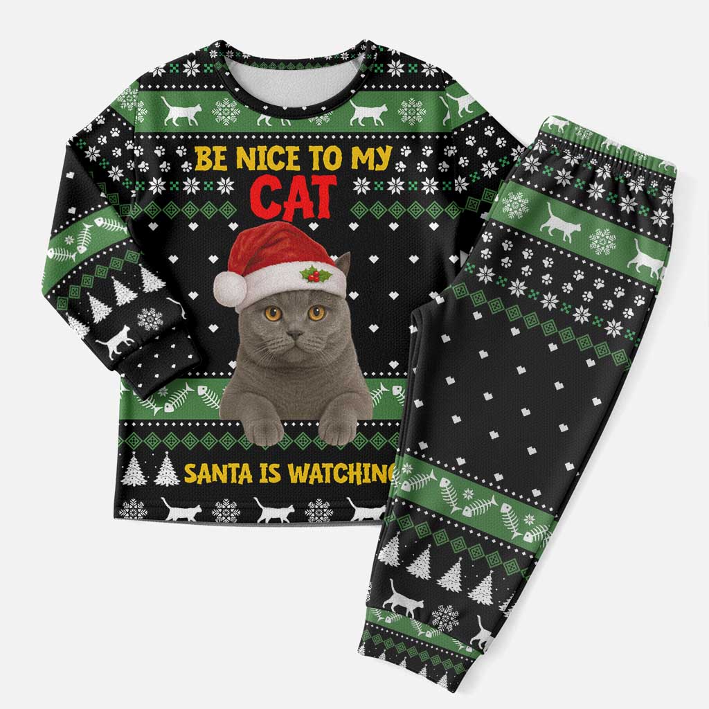 Cat Be Nice Christmas Pajama Set Xmas Holiday Patterns - Wonder Print Shop