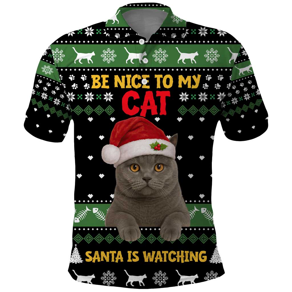 Cat Be Nice Christmas Polo Shirt Xmas Holiday Patterns - Wonder Print Shop