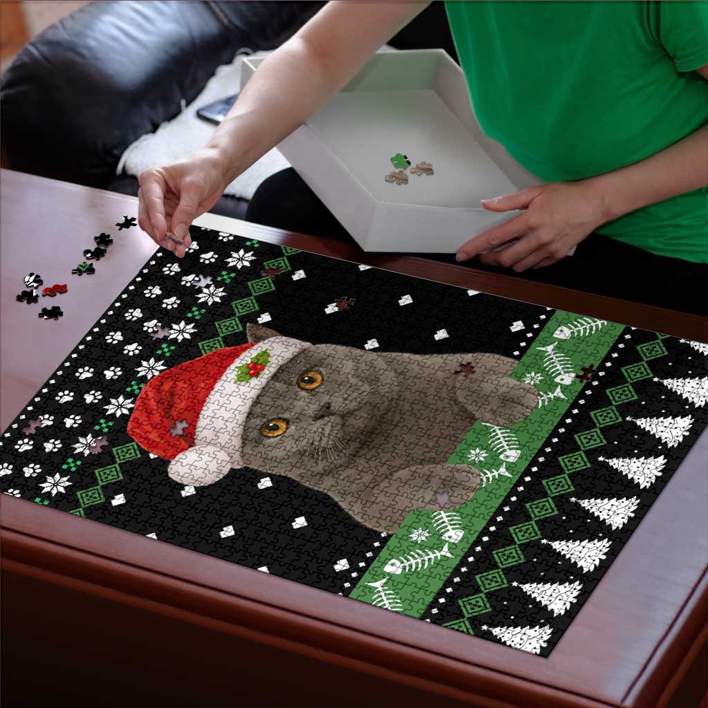 Cat Be Nice Christmas Puzzle Xmas Holiday Patterns - Wonder Print Shop