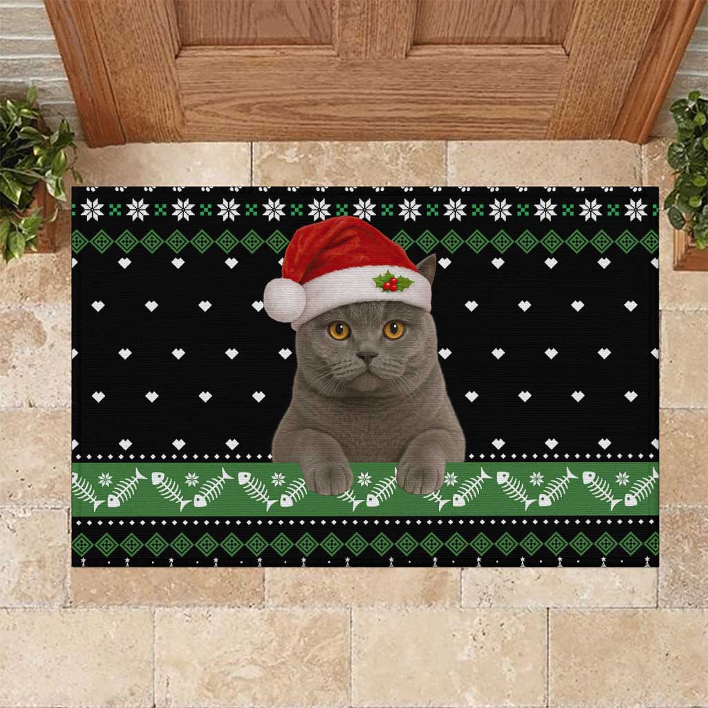 Cat Be Nice Christmas Rubber Doormat Xmas Holiday Patterns - Wonder Print Shop