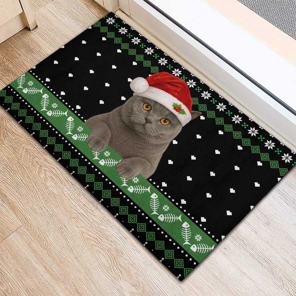 Cat Be Nice Christmas Rubber Doormat Xmas Holiday Patterns - Wonder Print Shop