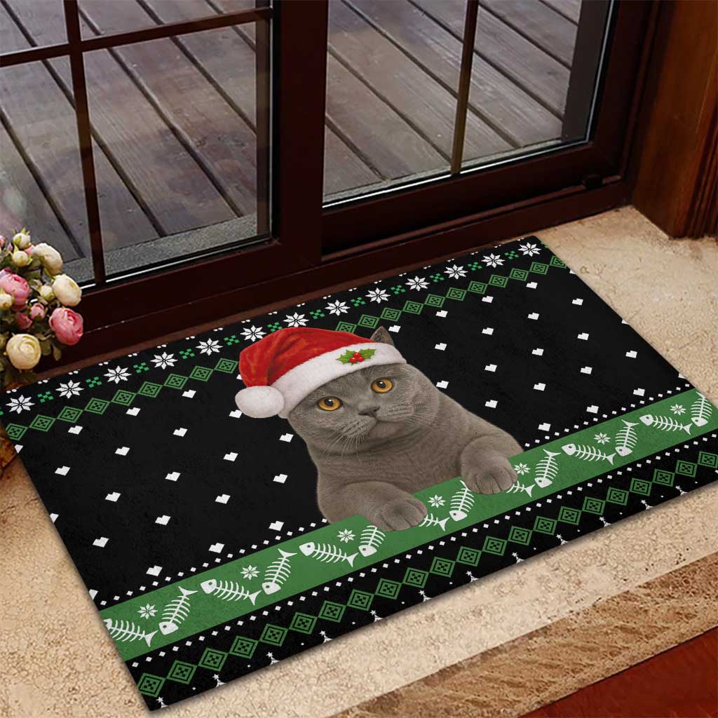 Cat Be Nice Christmas Rubber Doormat Xmas Holiday Patterns - Wonder Print Shop