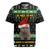 Cat Be Nice Christmas Rugby Jersey Xmas Holiday Patterns - Wonder Print Shop