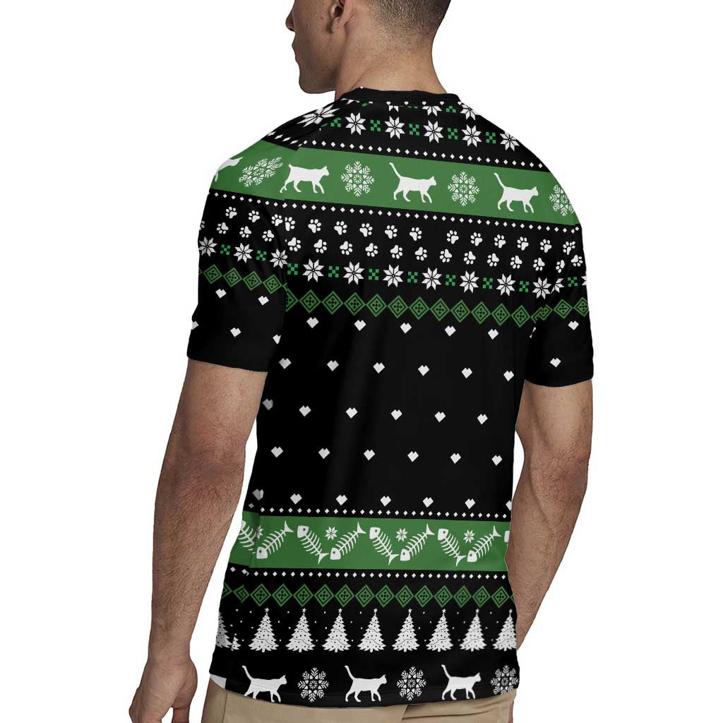Cat Be Nice Christmas Rugby Jersey Xmas Holiday Patterns - Wonder Print Shop