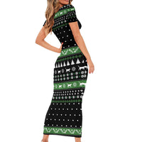 Cat Be Nice Christmas Short Sleeve Bodycon Dress Xmas Holiday Patterns - Wonder Print Shop