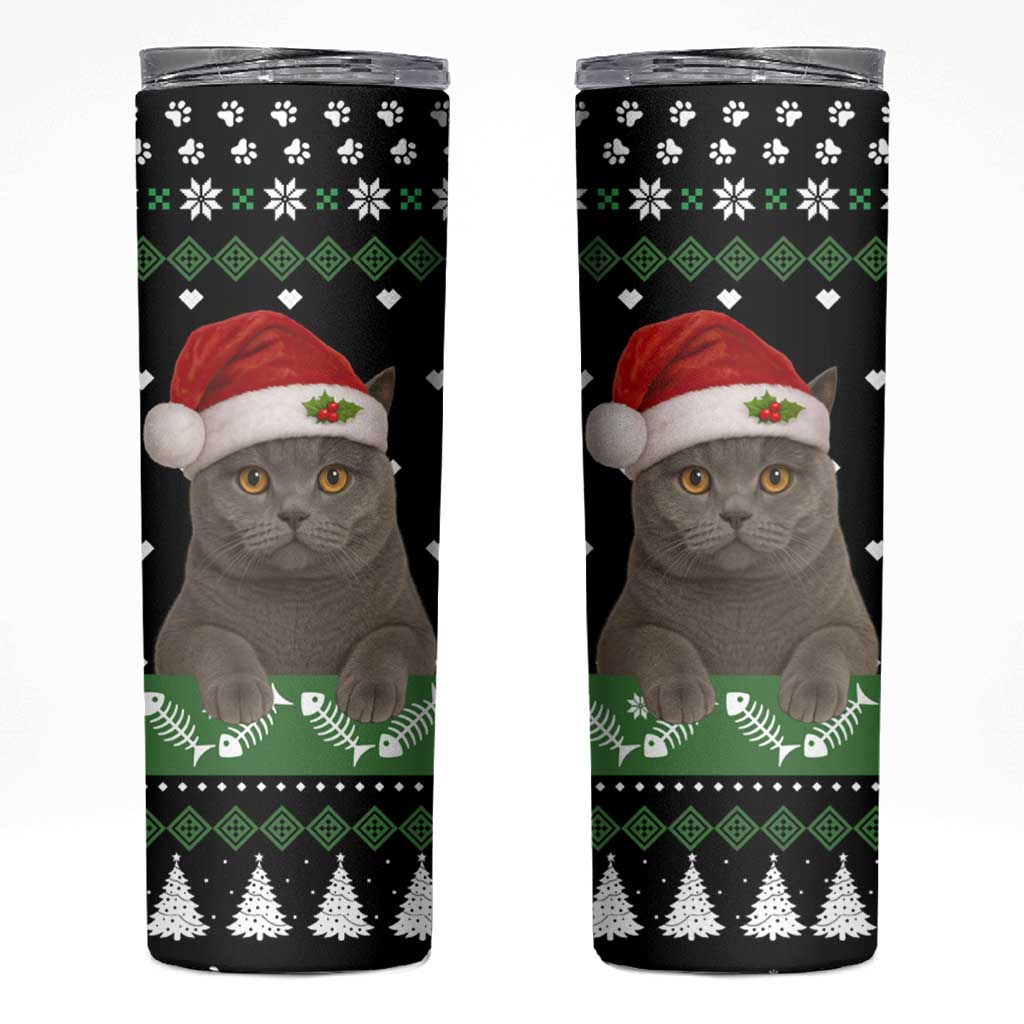 Cat Be Nice Christmas Skinny Tumbler Xmas Holiday Patterns - Wonder Print Shop