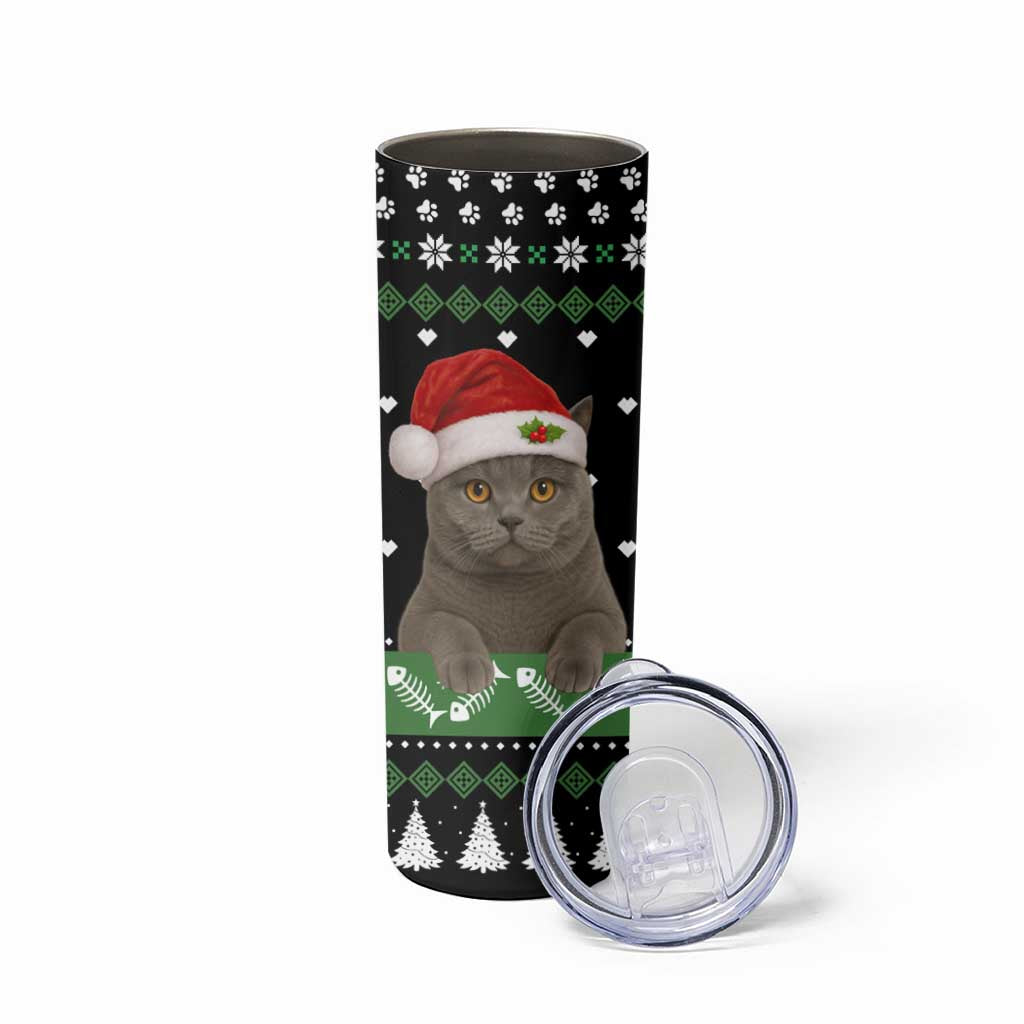 Cat Be Nice Christmas Skinny Tumbler Xmas Holiday Patterns - Wonder Print Shop