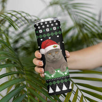 Cat Be Nice Christmas Skinny Tumbler Xmas Holiday Patterns - Wonder Print Shop