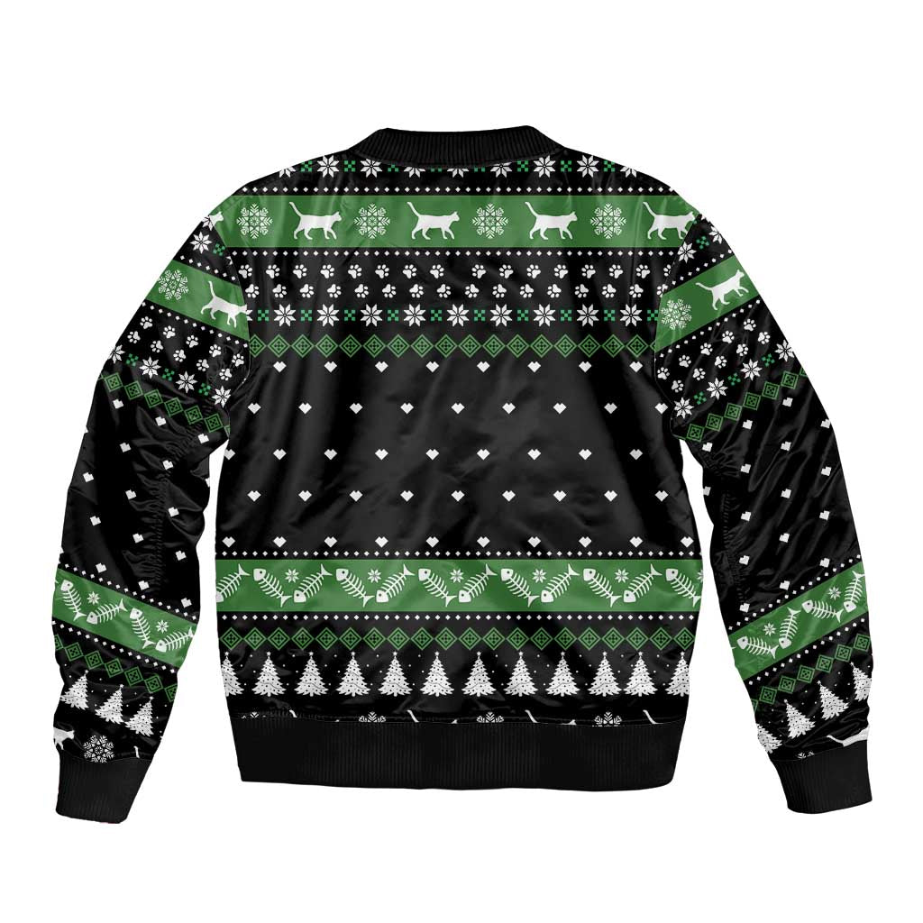 Cat Be Nice Christmas Sleeve Zip Bomber Jacket Xmas Holiday Patterns - Wonder Print Shop
