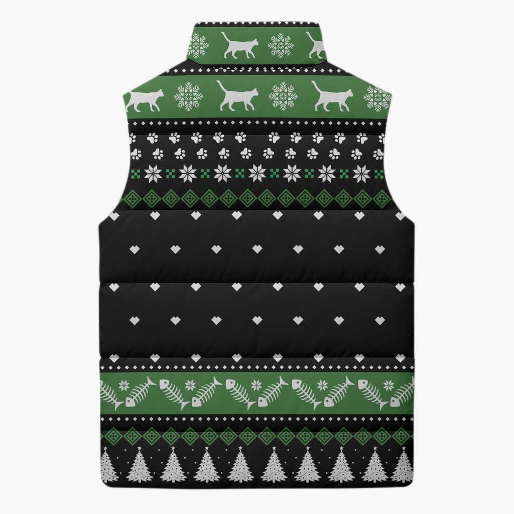 Cat Be Nice Christmas Sleeveless Puffer Jacket Xmas Holiday Patterns - Wonder Print Shop