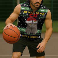 Cat Be Nice Christmas Sleeveless Zip Hoodie Xmas Holiday Patterns - Wonder Print Shop
