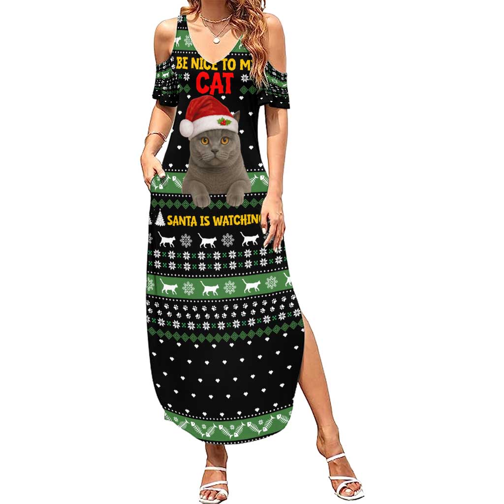 Cat Be Nice Christmas Summer Maxi Dress Xmas Holiday Patterns - Wonder Print Shop