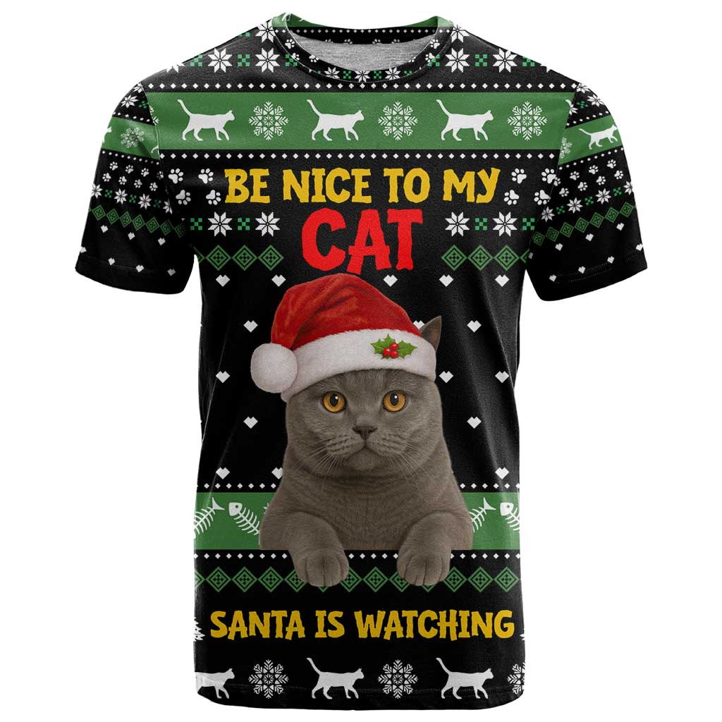 Cat Be Nice Christmas T Shirt Xmas Holiday Patterns - Wonder Print Shop