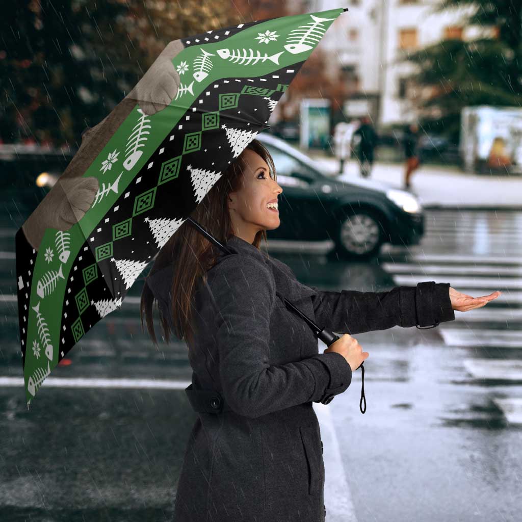 Cat Be Nice Christmas Umbrella Xmas Holiday Patterns - Wonder Print Shop