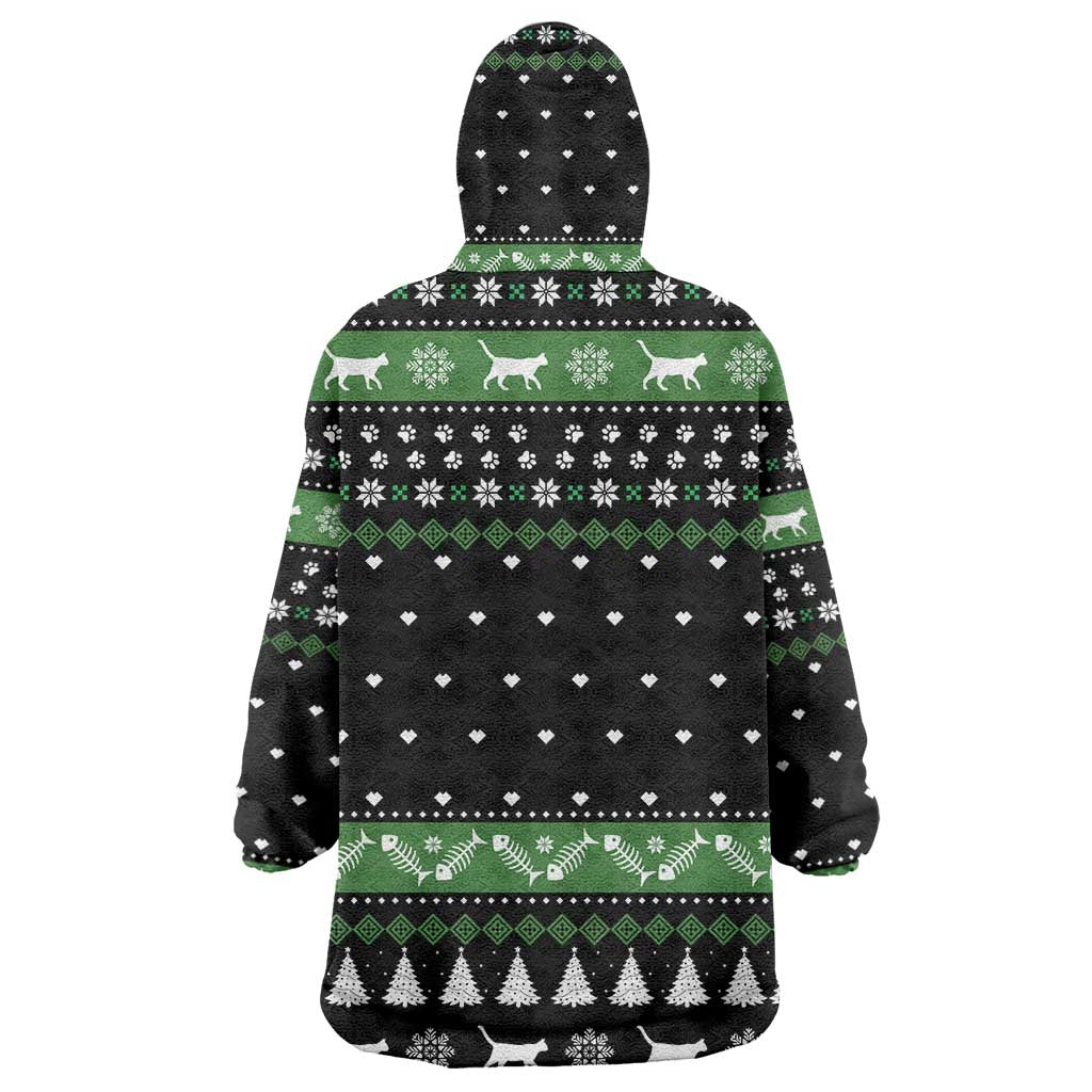 Cat Be Nice Christmas Wearable Blanket Hoodie Xmas Holiday Patterns - Wonder Print Shop