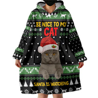Cat Be Nice Christmas Wearable Blanket Hoodie Xmas Holiday Patterns - Wonder Print Shop