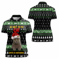 Cat Be Nice Christmas Women Polo Shirt Xmas Holiday Patterns - Wonder Print Shop