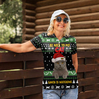 Cat Be Nice Christmas Women Polo Shirt Xmas Holiday Patterns - Wonder Print Shop