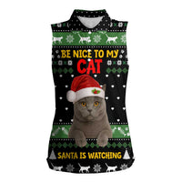 Cat Be Nice Christmas Women Sleeveless Polo Shirt Xmas Holiday Patterns - Wonder Print Shop