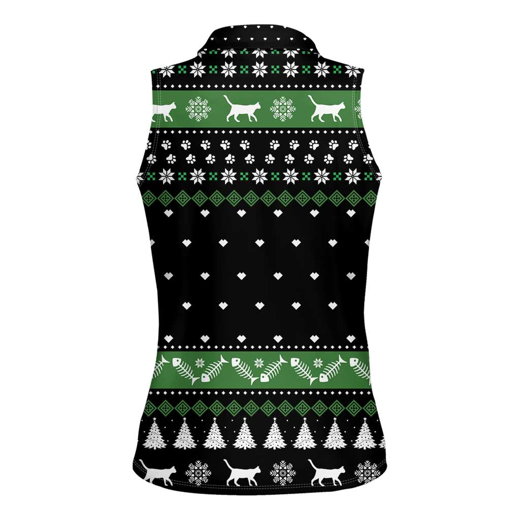 Cat Be Nice Christmas Women Sleeveless Polo Shirt Xmas Holiday Patterns - Wonder Print Shop
