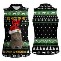 Cat Be Nice Christmas Women Sleeveless Polo Shirt Xmas Holiday Patterns - Wonder Print Shop