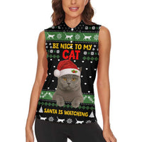 Cat Be Nice Christmas Women Sleeveless Polo Shirt Xmas Holiday Patterns - Wonder Print Shop