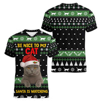 Cat Be Nice Christmas Women V-Neck T-Shirt Xmas Holiday Patterns - Wonder Print Shop