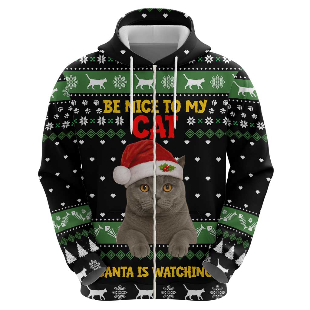 Cat Be Nice Christmas Zip Hoodie Xmas Holiday Patterns - Wonder Print Shop