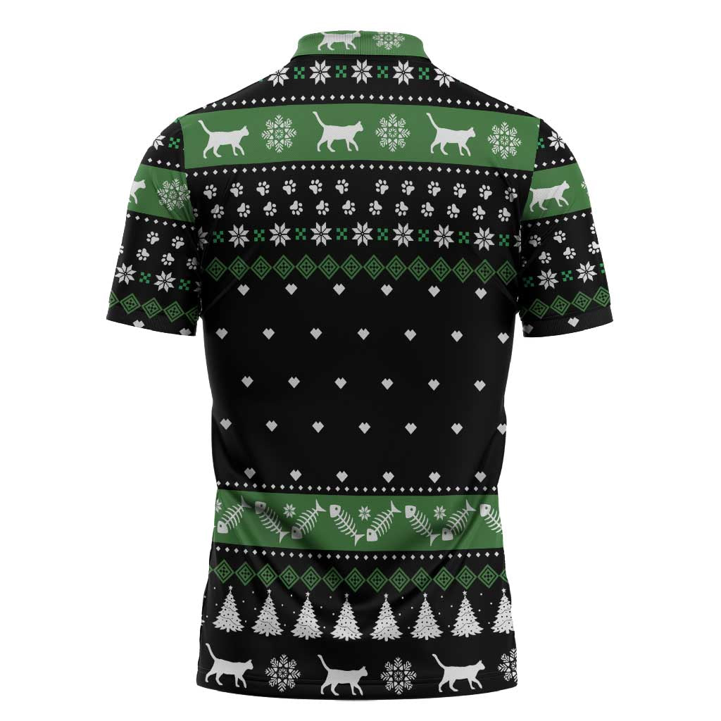 Cat Be Nice Christmas Zipper Polo Shirt Xmas Holiday Patterns - Wonder Print Shop